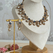 Mossainite and cubic zirconia indian ethnic party necklace set