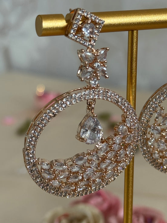 Cubic Zirconia Earrings | Rose Gold Plated