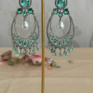 Cubic Zirconia Earrings | Pearl and Rama green