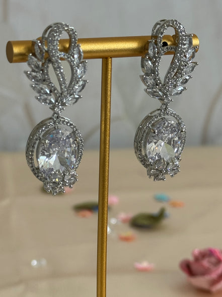 Zahra Earrings| Cubic Zirconia, Silver Plated