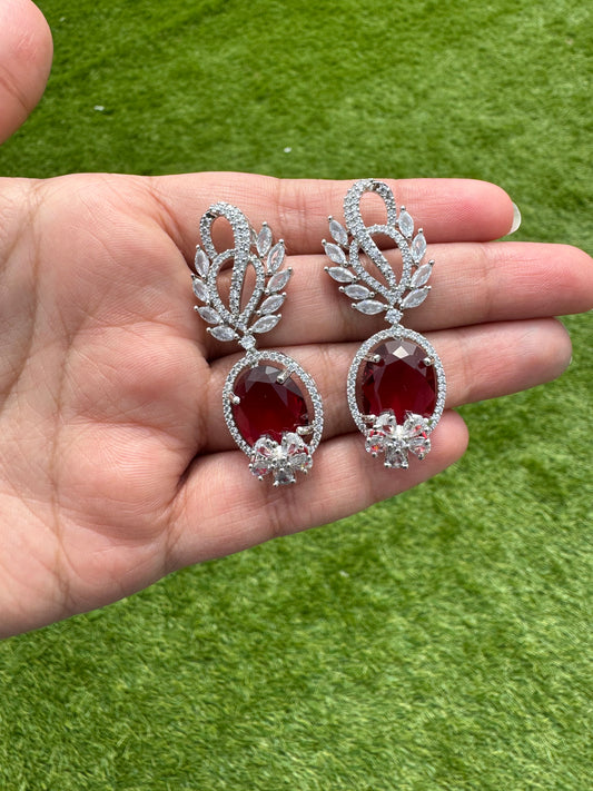 Aena Ruby Colored Cubic Zirconia Earrings