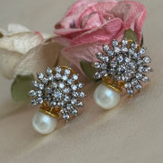Cubic Zirconia Small Studs | Pearl Gold Plated