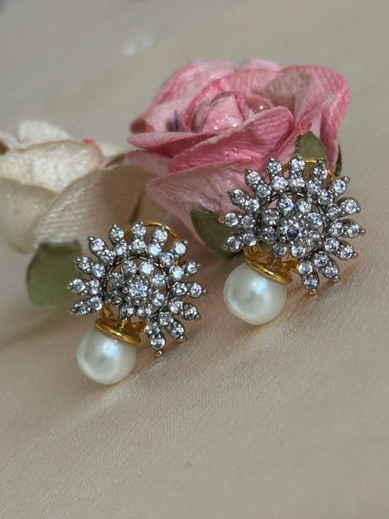 Cubic Zirconia Small Studs | Pearl Gold Plated