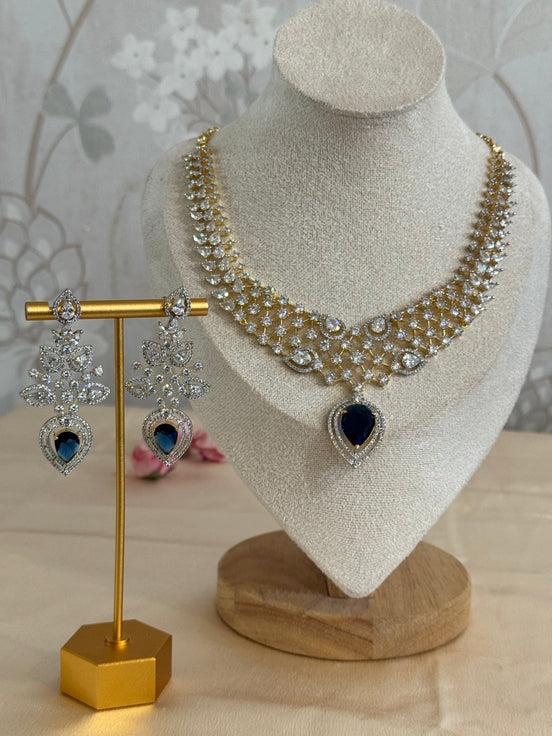 Premium cubic zirconia necklace set| Indian american diamond necklace