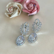 Zahra Earrings| Cubic Zirconia, Silver Plated