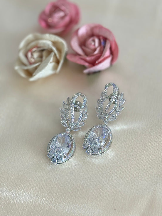Zahra Earrings| Cubic Zirconia, Silver Plated