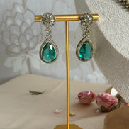Sleek Modern Cubic Zirconia Indian Necklace set| Rama green