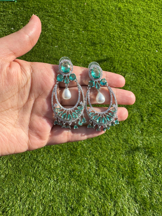 Rama green american diamond earrings