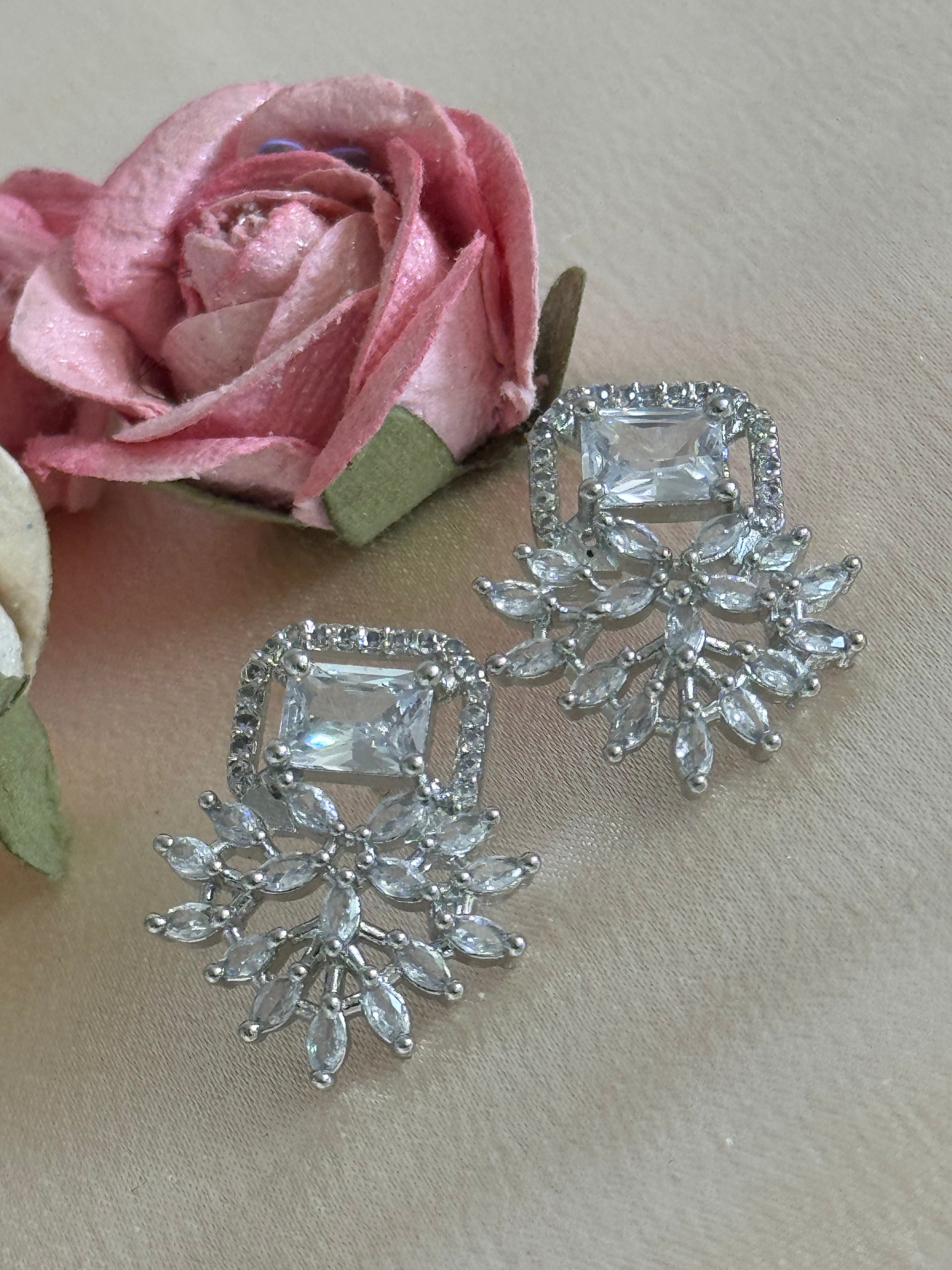 Cubic Zirconia Studs | Silver plated