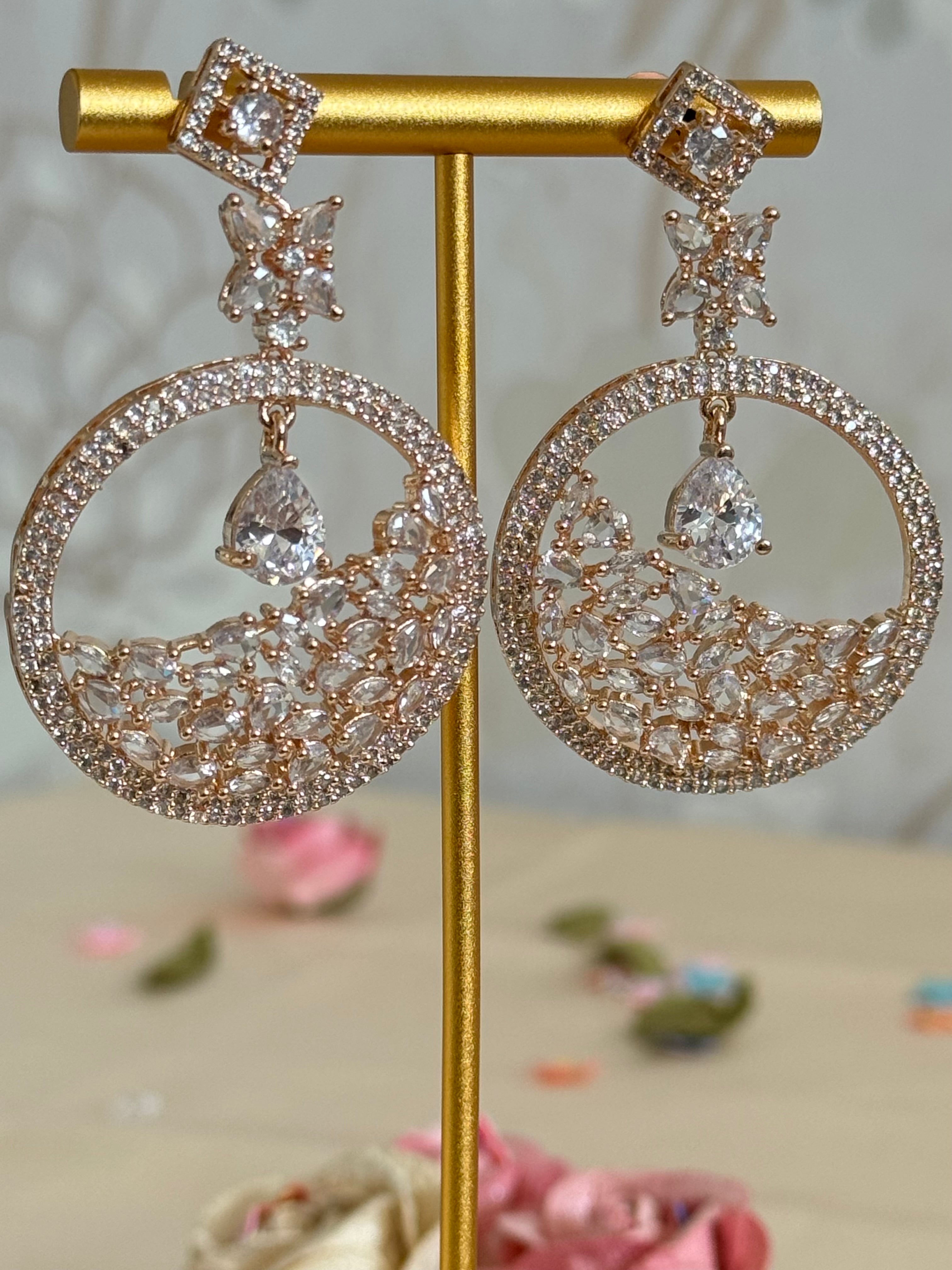 Cubic Zirconia Earrings | Rose Gold Plated