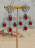 Cubic Zirconia Earrings | Ruby red and silver
