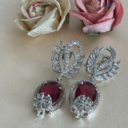 Zahra Earrings| Ruby red, Cubic Zirconia