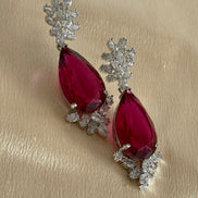 Statement Cubic zirconia Earrings | Ruby red