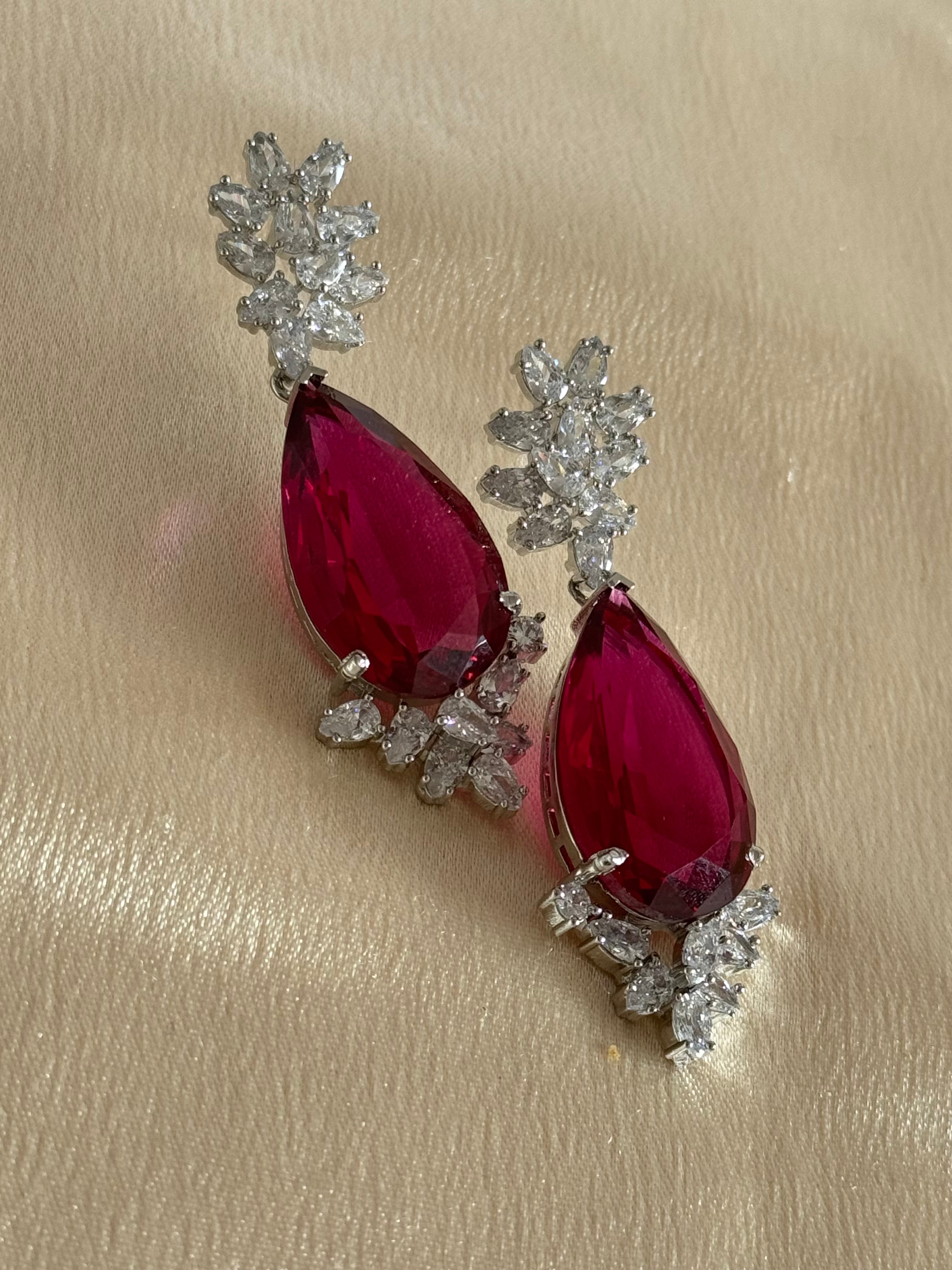 Statement Cubic zirconia Earrings | Ruby red