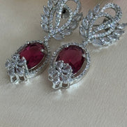 Zahra Earrings| Ruby red, Cubic Zirconia