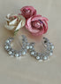 Cubic Zirconia Loop Earrings | Pearl and Silver plated