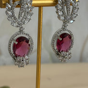 Zahra Earrings| Ruby red, Cubic Zirconia