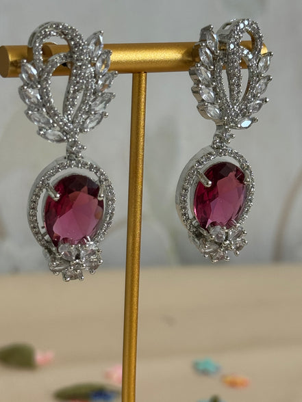 Zahra Earrings| Ruby red, Cubic Zirconia