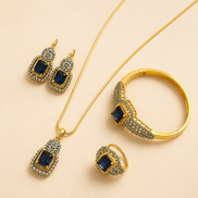 24k Gold Plated Cubic Zirconia Combo Locket Set with matching ring