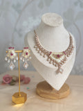 Mossainite Cubic Zirconia Necklace Set | Traditional South Asian Festive Necklace and earrings